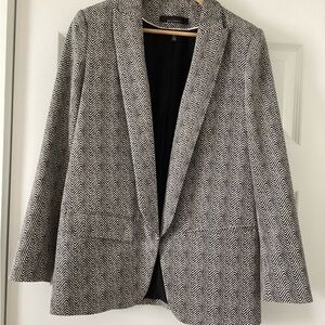 White House Black Market Monochrome Herringbone Blazer